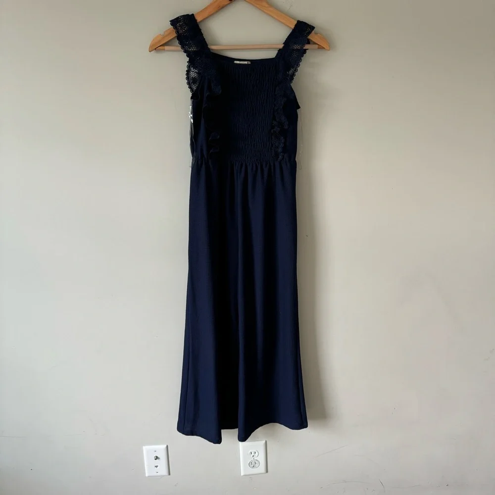 Blue Ruched Square Neck Sundress for Cocktail